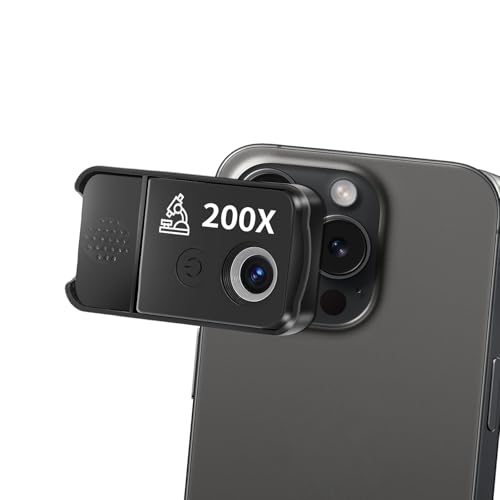 Lgowithu Microscope portable 200x USB avec LED, mini microscope pour appareil photo de smartphone, microscope numérique HD avec CPL pour explorer Micworld Digital, compatible avec iPhone et téléphone