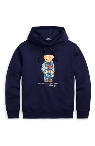 Image of POLO RALPH LAUREN mens Seasonal Fleece Long Sleeve Sweatshirt, Cruise Navy Denim Bear, L