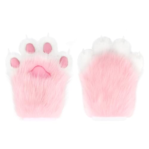 Gants griffe de chat en fausse fourrure peluche pour adulte