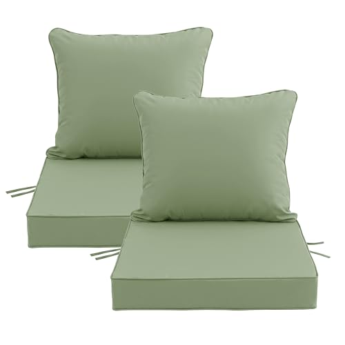 24x24 Inch Outdoor Chair Cushions Set of 2, Sage Green