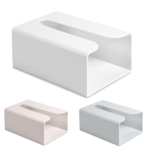 Tissue-Box-Abdeckung, selbstklebend, an der Wand montiert, Kosmetiktuch-Box, Serviettenhalter, Spender Papier Servietten Organizer für Tisch, nach Oben oder unten, unbedeckte Seite(Weiß)