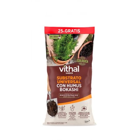 Sustrato Universal con Humus bokhasi sin turba 50L - Vithal Garden. para Todo Tipo de Plantas Interior y Exterior. Apto Agricultura ecologica.