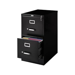 STAPLES 2-Drawer Vertical File Cabinet, Letter Size Documents, Lockable, 22″ D x 15″ W x 28.38″ H, Black