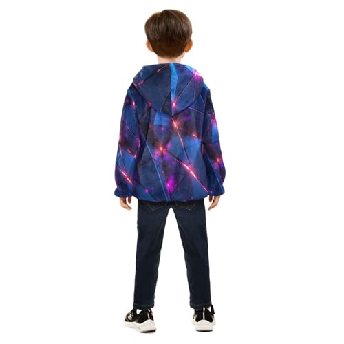 Abstract Geometric Pattern Toddler Fleece Jacket Girl Boys Hooded Fleece Jacket Coat Warm Outwear Zip-up 3-10T4