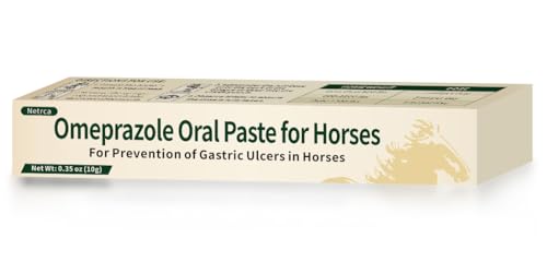 Omeprazole Oral Paste for Horses Prevent Gastric Ulcers in Horses Guard Stomach Health for Training Racing Showing Trailering Traveling Stall Confinement and Competition 9.5 g