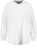 Samoon Damen Bluse mit Ballonärmeln Ballonärmel, Langarm, Manschetten unifarben White 52