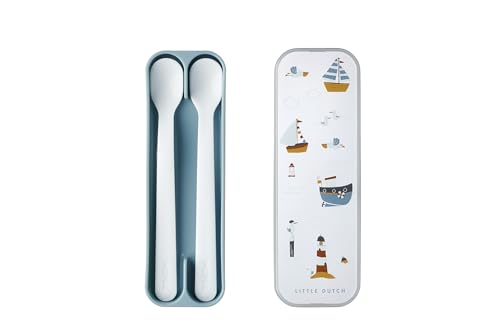 Mepal – Fütterlöffel Mepal Mio – Babylöffel – Kleinkind Fütterlöffel – Baby Besteck – Spülmaschinengeeignet – BPA frei – 2er Besteck Set – Sailors Bay
