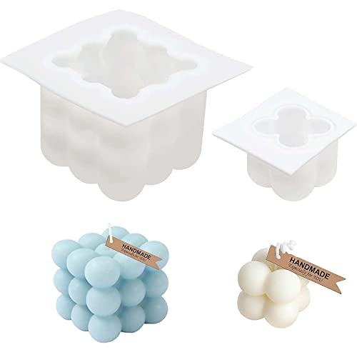 Moldes para velas de silicona, 2 unidades, bolas 3D, antiadherentes, moldes de silicona para hacer velas hechas a mano, moldes de vela, herramientas de horneado para jabón, pudín, pasteles Cover