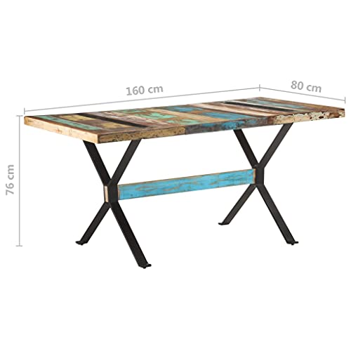 Table à manger bois massif vieilli 160x80 table de cuisine salon - 3
