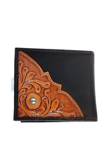 JF Reitsport Unisex Geldbörse aus echtem Leder im Western-Cowboy-Stil, Braun