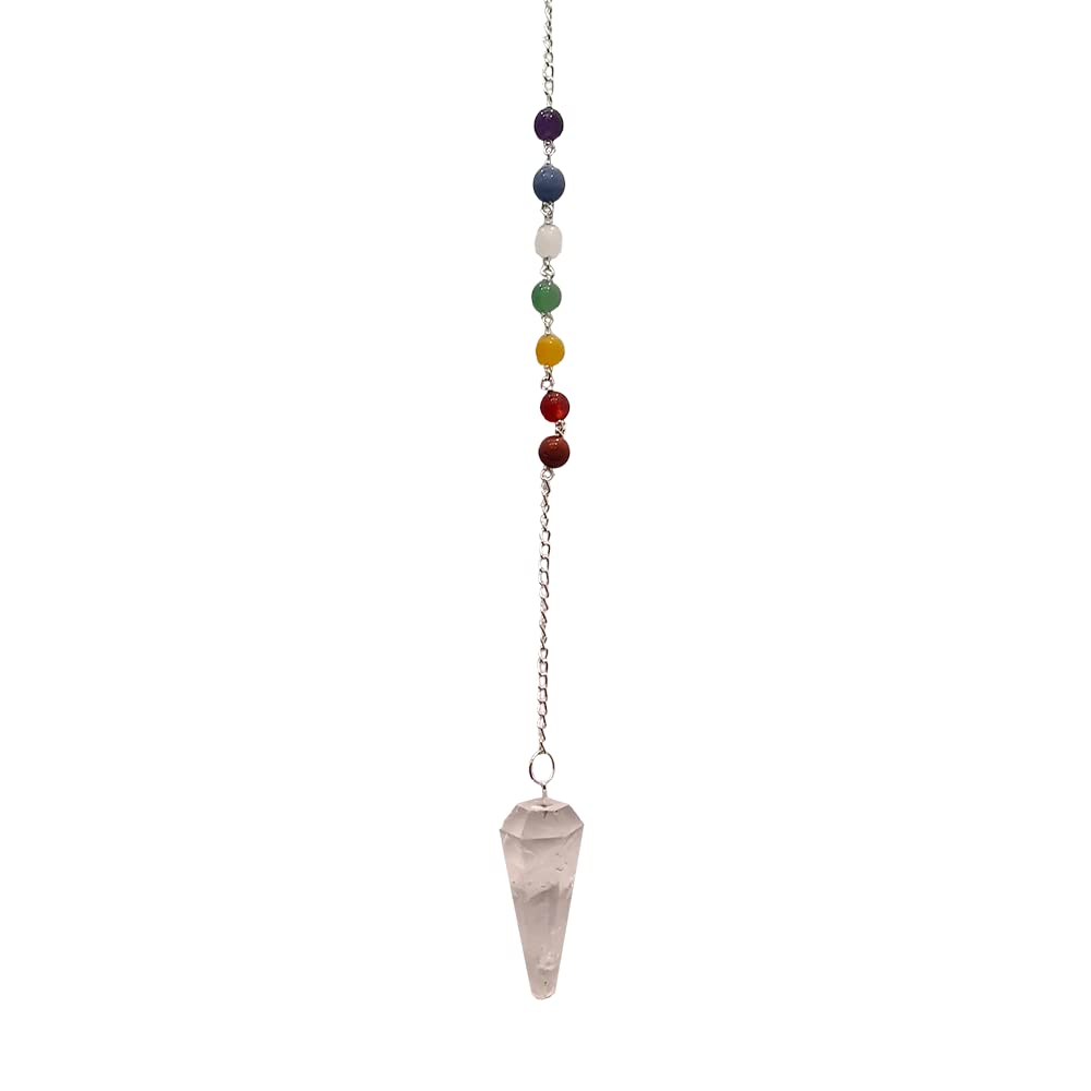VIENaturals Pendulum with 7 Chakra Beaded Chain, Clear Quartz, One Size