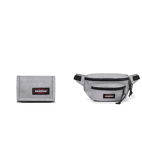 Sacoche banane Doggy Bag Eastpak gris avec son portefeuille Crew assorti