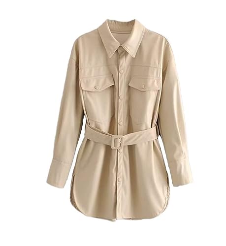 Veste en simili cuir femmes le manteau ample vintage pour affronter le vent