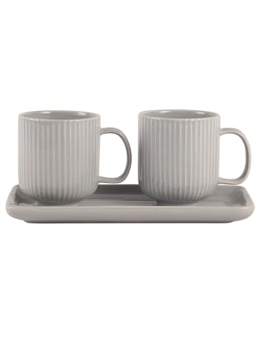 Image of miah decor Ceramic Coffee Mugs Set with Serving Platter, Handmade Stoneware