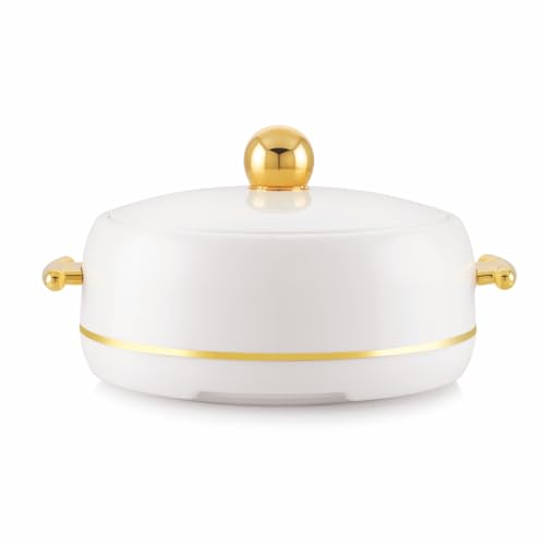 Image of Modware Atlantis Casserole 1500ml Elegant Design Premium Hot Pot, Retains Temperature for Hours, Insulated Inner Steel Casserole for Roti, Hot Box for Home, Chapati Box, Serving Bowl with Lid (White)