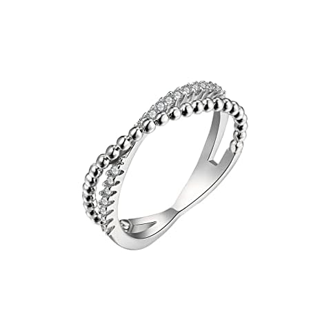 Solid 925 Sterling Silver Ring for Women | Round Cut White Cubic Zirconia Engagement Rings | Promise Rings for Her | Stackable Band Rings for Women Grils Cover
