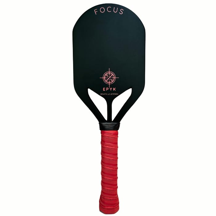 EPYK Racchetta da pickleball di tecnica e allenamento Focus Edgeless, 222 grammi, impugnatura lunga ergonomica, fibra di carbonio T700 e polipropilene Honeycomb