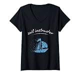 Damen Segeln Segelschule Segellehrer Segelboot Skipper Geschenk T-Shirt mit V-Ausschnitt