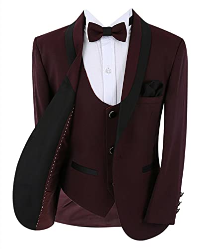 Costume smoking bordeaux garçon 6 pièces pour mariage chic