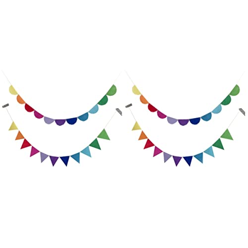 ORFOFE 4 pcs Rainbow Room for Party Bunting Adornment Door Nursery Supplies Garland Pennant Decorati