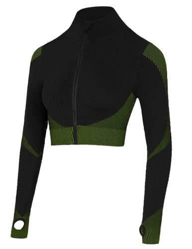 COOrun Damen Laufjacke Slim Fit Sportjacke Jacken Damen Fitness Stehkragen Winter Sport Oberteil Für Laufen Yoga Fitness Armeegrün L Cover