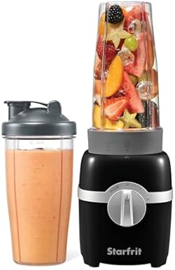 Starfrit Personal Blender - Two 828ml Cups - Two Blades - High, Low & Pulse Modes - 300W - Black