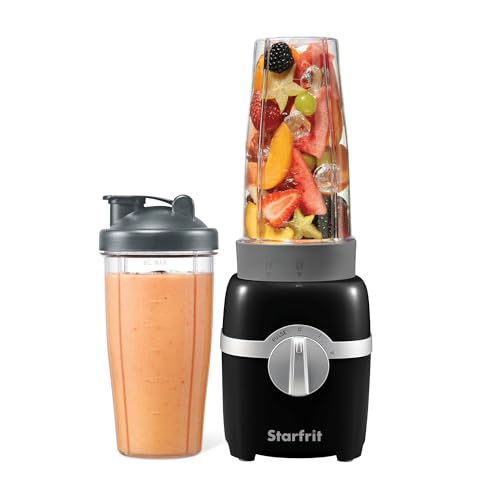 Starfrit Personal Blender - Two 828ml Cups - Two Blades - High, Low & Pulse Modes - 300W - Black