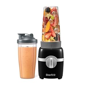 Starfrit Personal Blender – Two 828ml Cups – Two Blades – High, Low & Pulse Modes – 300W – Black