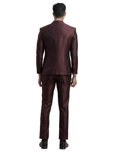 Image of Turtle Men Poly-Viscose Three Piece Suit - Dobby Print, Full Sleeve Blazer, Waistcoat & Pant for Wedding & Party