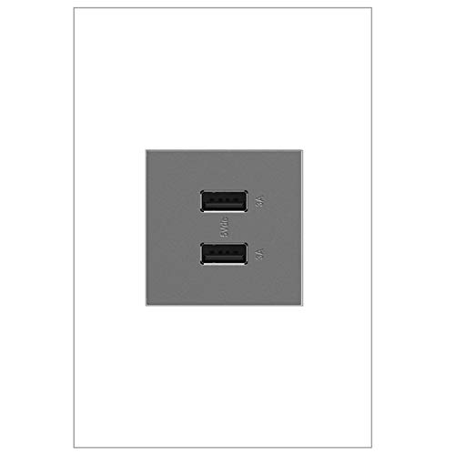 Best Seller adorne Full-Size, 6A, A/A USB Outlet, Magnesium, ARUSB2AA6M4
