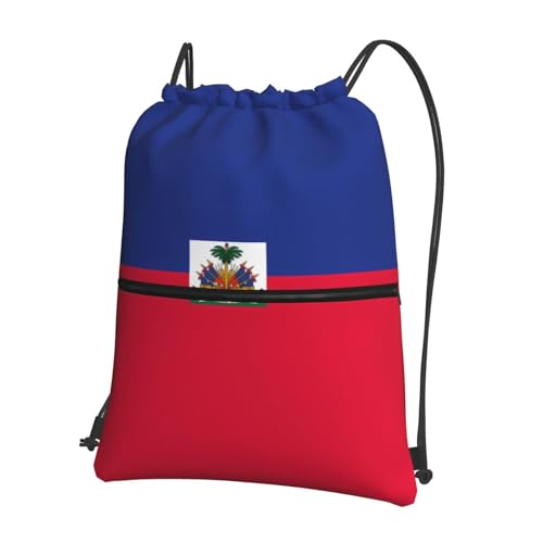 rrxnbcgg Mochila deportiva con cordón y bandera de Haití