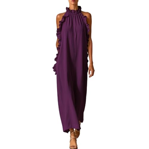 Robe ceremonie femme ete en lin chic à col licou pour mariage