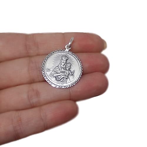 Medalla de plata 925 Sagrado Corazón Virgen del Carmen