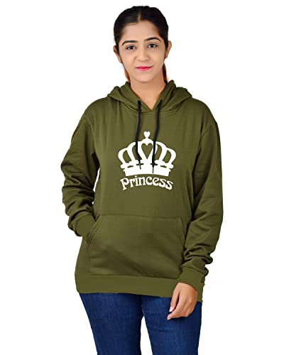 Image of More & More HOODMASTER Women's Fleece Hoodie Sweatshirt with Pockets Full Sleeves Regular Fit Solid Pattern Princess Theme Hooded Neck and Standard Length | Women Fleece Hoodie