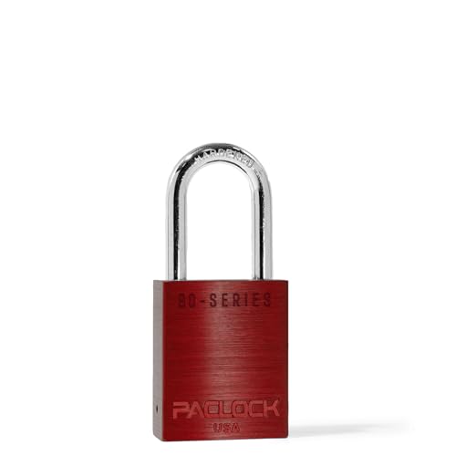 Image of PACLOCK's SR-90A Padlock, 1-1 /2 inch Tall Hardened Steel Shackle, High Performance 6-Pin Cylinder, Keyed Differently w / 2 Keys, Red