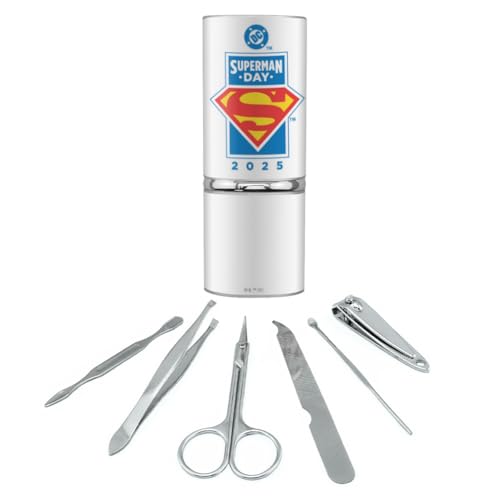 GRAPHICS & MORE Superman Day 2025 Logo Stainless Steel Manicure Pedicure Grooming Beauty Care Travel Kit