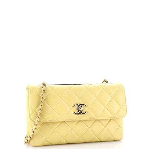 Pre-Loved Trendy CC Flap Bag Quilted Lambskin Medium, Yellow2