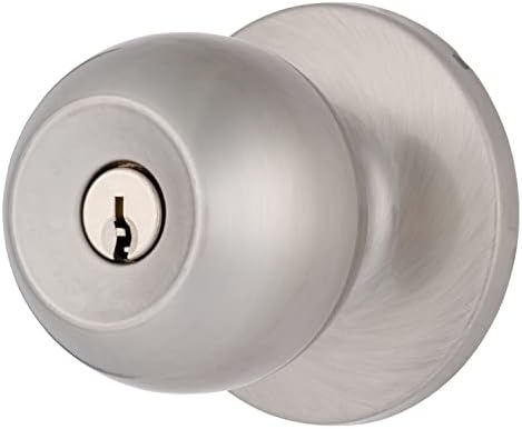 BRINKS – Transitional Keyed Entry Ball Door Knob, Satin Nickel - Designed for Traditional and Transitional Homes and Blends Seamlessly with Interior Décor (E2415-119)
