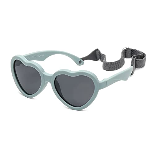 SXBCyan Lunettes de Soleil for Tout-Petits Lunettes de Soleil Baby Girl Flexible Elastic Polarisé avec Strap UV400 Protection, âge de 0 à 36 Mois (Color : Blue)