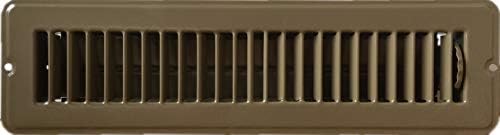 RV and Home Brown Stamped Steel Floor Diffuser/Register with Damper 12" X 2" (Duct Opening Size) Outside Dimension 13.5"x 3.75"