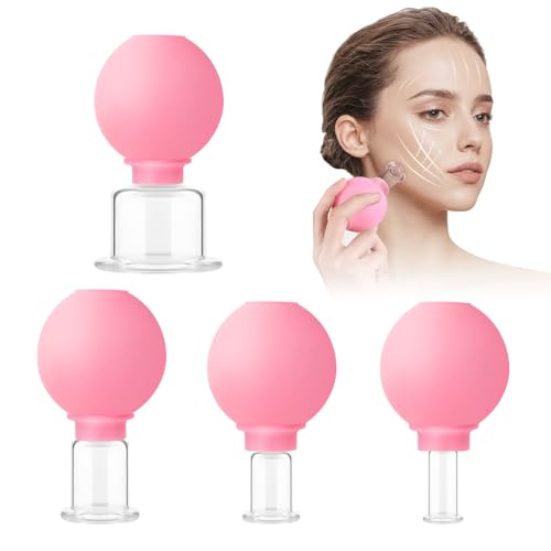 Horuili® Set de 4 piezas con bola de succión | ventosas de masaje facial al vacío | set de ventosas reutilizables para todo el cuerpo