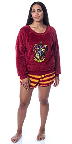 Conjunto de pijama feminino Harry Potter suéter e shorts para dormir - todas as casas, Grifinória, M