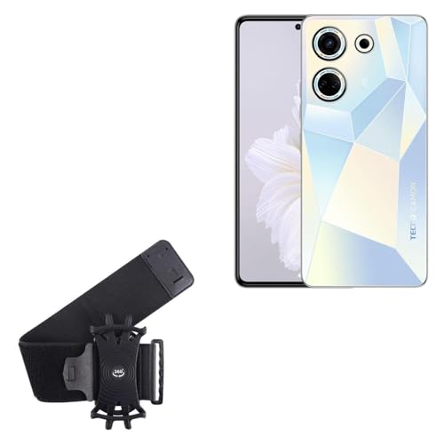 BoxWave Holster Compatible with Tecno Camon 20 - ActiveStretch Sport Armband, Adjustable Armband for Workout and Running - Jet Black