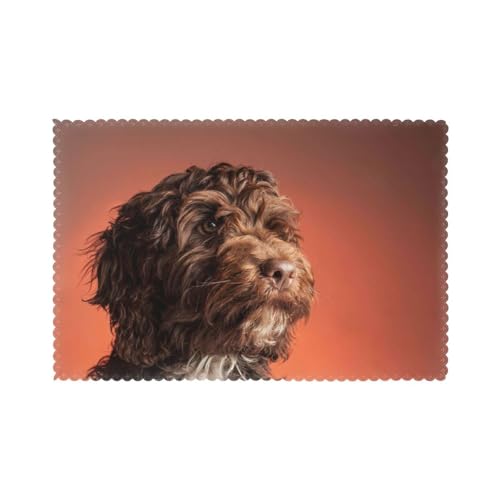 Adorable Perro Cockapoo,Juego de 6 manteles Individuales Lavables para Mesa de Comedor, Resistentes al Calor, 30 x 45 cm