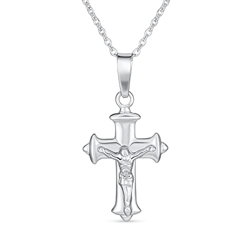 Collier Passion Jésus Crucifix personnalisé, chaîne en argent .925 pour adolescente