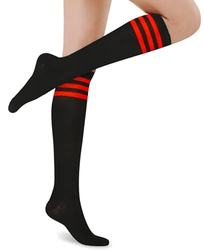 Image of Women's Knee High Athletic Socks Casual Stripes Tube Socks Outdoor Sport Socks