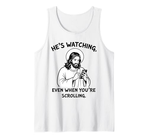 Divertente Gesù Meme Christian Humor che sta guardando Canotta