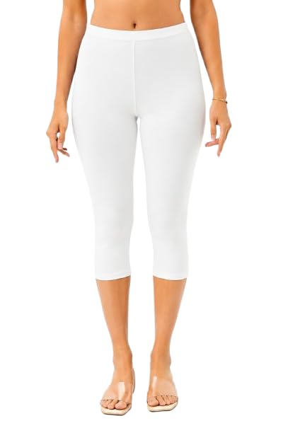 Women's Solid Cotton Spandex Capri Leggings | Stretchable Slim Fit | Elastic Waist | Comfortable Casual & Ethnic Wear-picture-44