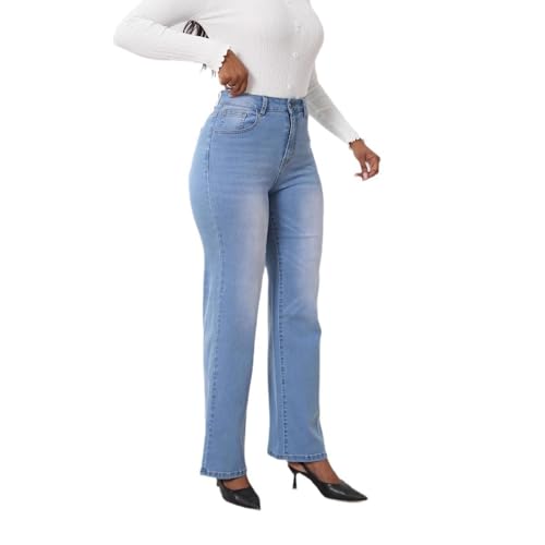 Women's Jeans High Waisted Straight Wide Leg Stretchy Loose Denim Pants3