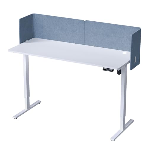 Image of Desk Privacy Panel,2PCS L-Shaped Clamp-On Office Desk Divider,2-in-1 Adjustable Acoustic Desktop Partition Or Under Desk Modesty Panel,for Office,Home,Felt(Blue, 47.2 inch x 17.7 inch)